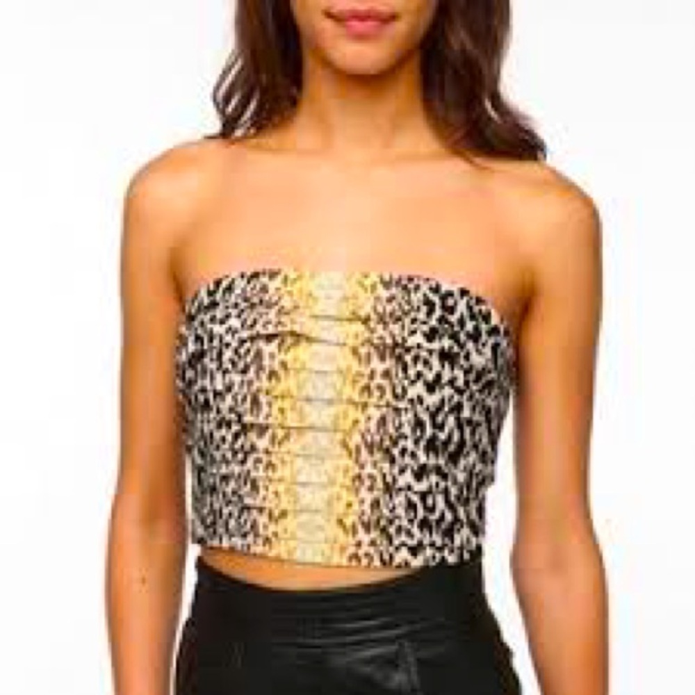 Silence + Noise Leopard Print Cropped Tube Top Anthropologie size small 0
